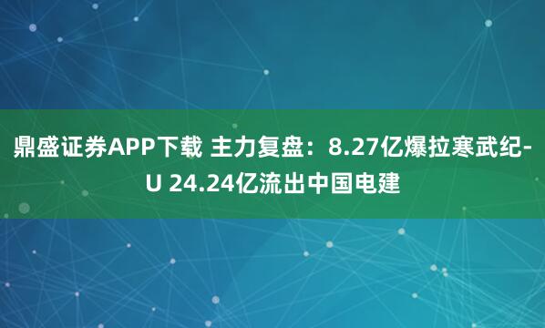 鼎盛证券APP下载 主力复盘：8.27亿爆拉寒武纪-U 24.24亿流出中国电建